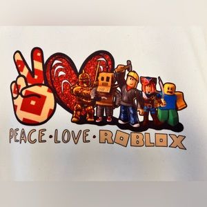 Peace, Love, Roblox Hoodie, custom Deijor Sweatshirt, White, Unisex M